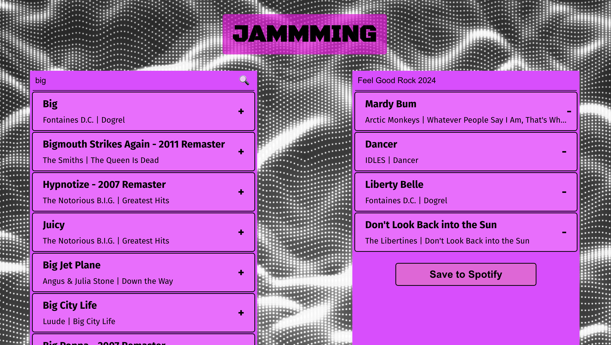 Image of the Jammming homescreen.