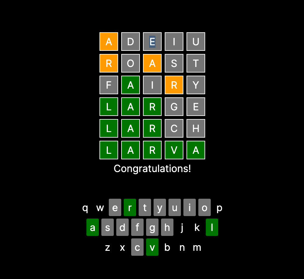 Image of the Wordle homescreen.